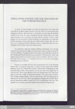 Population Change And The Creation Of The Turkish Republic