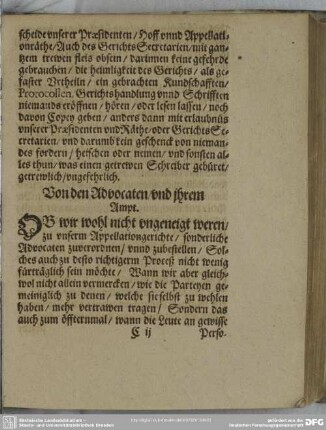 Von den Advocaten, und ihrem Ampt