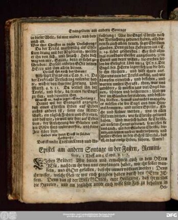 Epistel am andern Sontage in der Fasten, Reminiscere, 1 Thess. am 4. Capit. v. 1:7.