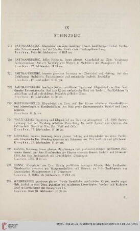 IX. Steinzeug (Nr. 719 - 741)
