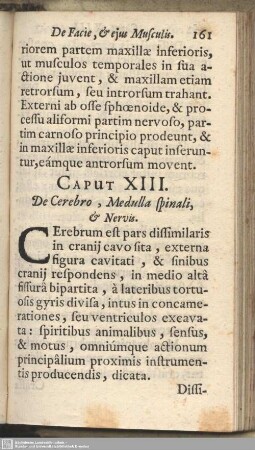 Caput XIII. De Cerebro, Medulla spinali, & Nervis