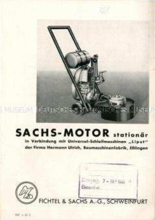 Stationärer Sachs-Motor für Universal-Schleifmaschinen