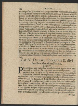 Cap. V. De variis speciebus & divisionibus Montium Pietatis.