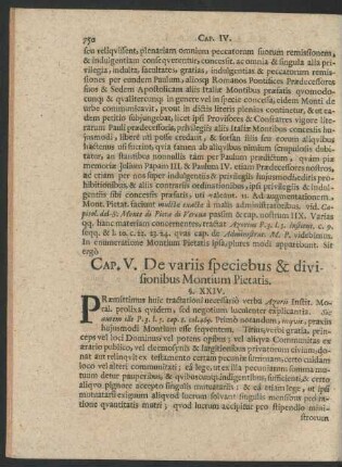 Cap. V. De variis speciebus & divisionibus Montium Pietatis.