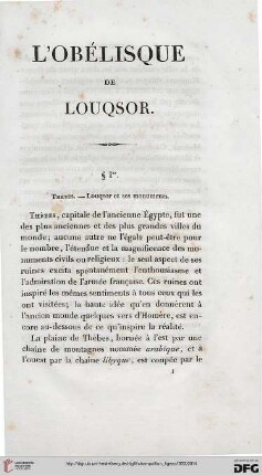§ Ier: Thebes – Louqsor et ses monuments