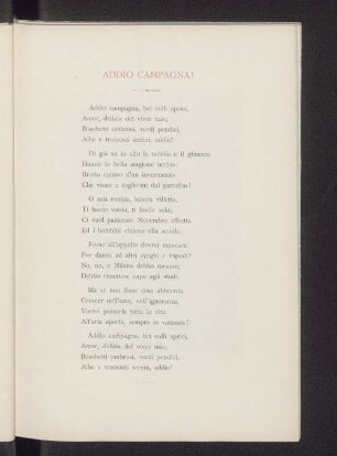 Addio campagna!