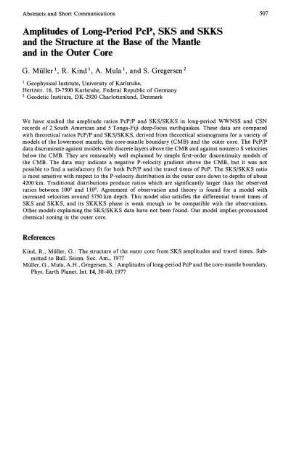 Amplitudes of long-period PcP, SKS and SKKS and the structure at the base of the mantle and in the outer core