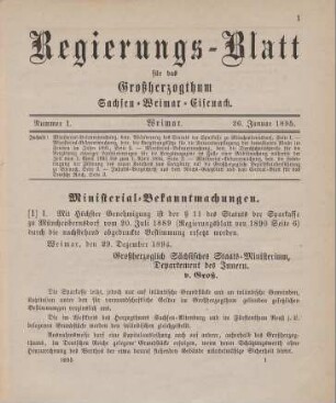 1. Ministerial-Bekanntmachung, betreffend Abänderung des Statuts der Sparkasse zu Münchenbernsdorf
