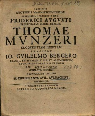 Thomae Munzeri Eloqventiam Ineptam