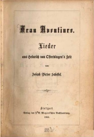 Frau Aventiure : Lieder aus Heinrich von Ofterdingen's Zeit