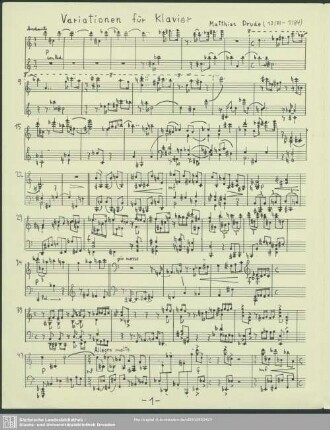 Variationen für Klavier : (12/1983-1/1984)