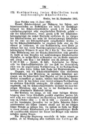 Ausschreibung freier Schulstellen durch wahlberechtigte Schulverbände : [E. Öffentliches Volksschulwesen]