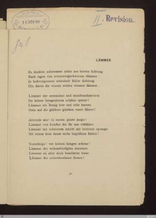 Lämmer : [SW V: keine Sigle]; [SW V, S. 41/112]