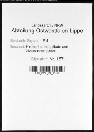 Zivilstandsregister der Stadt Kamen (A 1811). (Gemeinde: Kamen, Kreis Unna)