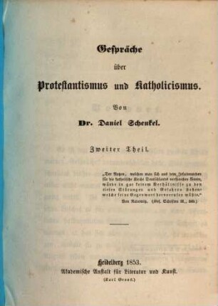 Gespräche über Protestantismus und Katholicismus, 2