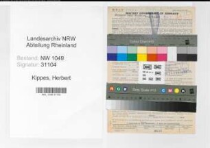 Entnazifizierung Herbert Kippes , geb. 27.12.1906 (Schlosser)
