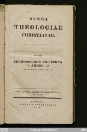 Svmma Theologiae Christianae