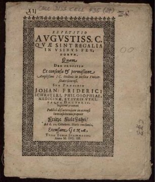 Repetitio Augustiss. C. Quae Sint Regalia In Usibus Feudorum