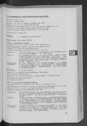 Fachbereich Sprachwissenschaft