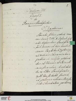 Seculum III Caput I. de Romanis Pontificibus. S. Zepherinus