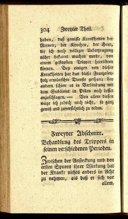 Zweyter Abschnitt. Behandlung des Trippers in seinen verschiedenen Perioden.
