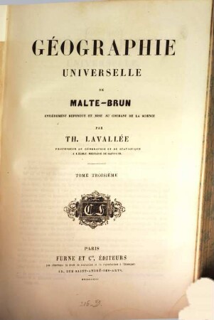 Géographie universelle de Conrad Malte-Brun, entièrement refondue et mise au courant de la science par Th. Lavallée, 3
