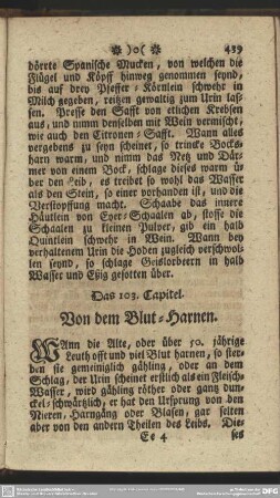 Das 103. Capitel. Von dem Blut-Harnen