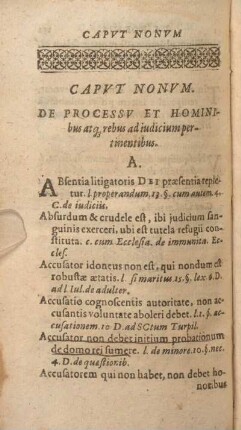 Capvt Nonvm. De Processv Et Hominibus atq rebus ad iudicium pertimentibus.