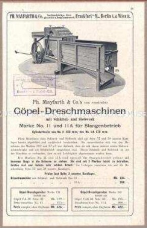 Göpel-Dreschmaschine Marke Nr. 11 und 11A