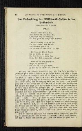 Zur Behandlung der biblischen Geschichte in der Volksschule