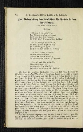 Zur Behandlung der biblischen Geschichte in der Volksschule