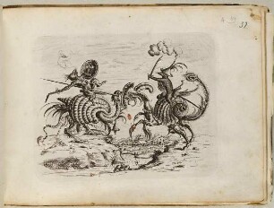 Zwei kämpfende groteske Figuren, Blatt aus dem "Neuw Grotteßken Buch"