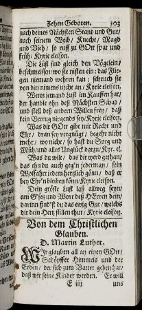 Von dem Christlichen Glauben. - Von der Buß und Beicht.