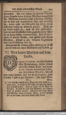 XI. Von denen Wirthen auf dem Lande