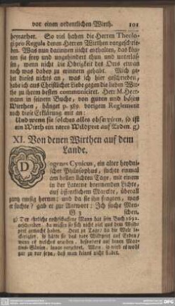 XI. Von denen Wirthen auf dem Lande