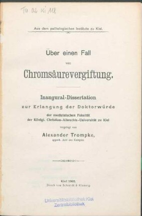 Über einen Fall von Chromsäurevergiftung