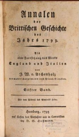 Annalen der brittischen Geschichte : des Jahrs .... 11, 11. 1793 (1795)