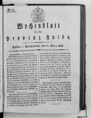 Nr. 10, Ausgabe vom 11. März 1826