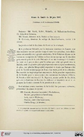 Séance du Comité du 20 juin 1881