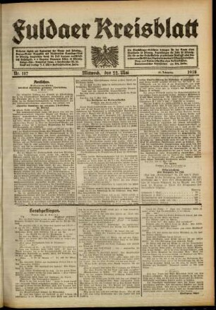 Ausgabe vom Mittwoch, den 22. Mai 1918.