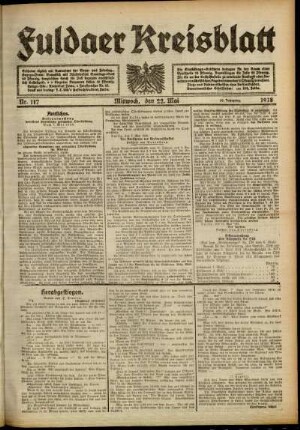 Ausgabe vom Mittwoch, den 22. Mai 1918.