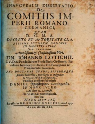 De comitiis Imperii Romano-Germanici