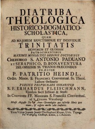 Diatriba theologico-historico-dogmatico-scholastica