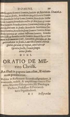 Oratio De Merito Christi.