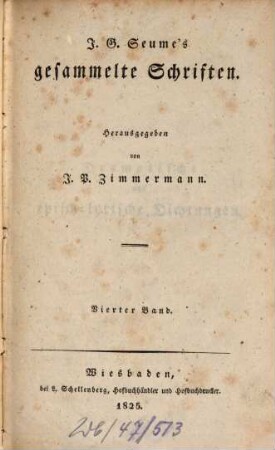 J. G. Seume's gesammelte Schriften. 4