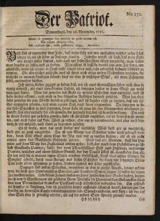 No. 152. Donnerstags, den 28. November, 1726