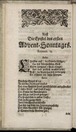 Auff Die Epistel des ersten Advent- Sonntages. - Auff Die Epistel des Fests der verkündung Mariä/ ...