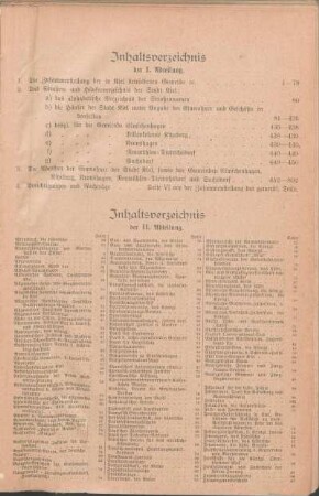Inhaltsverzeichnis der I. Abteilung.