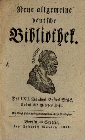 Neue allgemeine deutsche Bibliothek. 62. 1801