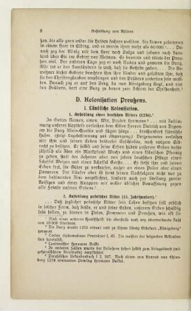 D. Kolonisation Preußens